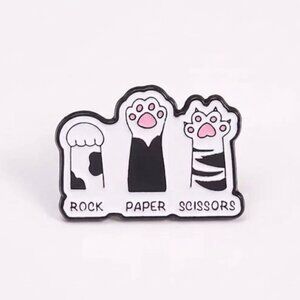 Rock Paper Scissors Cat's Paw Enamel Pin